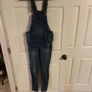 Distressed overalls
